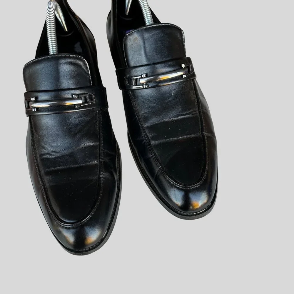 Marco Vitale Mens Black Synthetic Dress Loafer Shoes Size 11